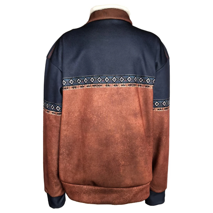 Versatile men's navy zip-up sweater. Modern long-sleeve pullover ideal for casual comfort in cooler weather.