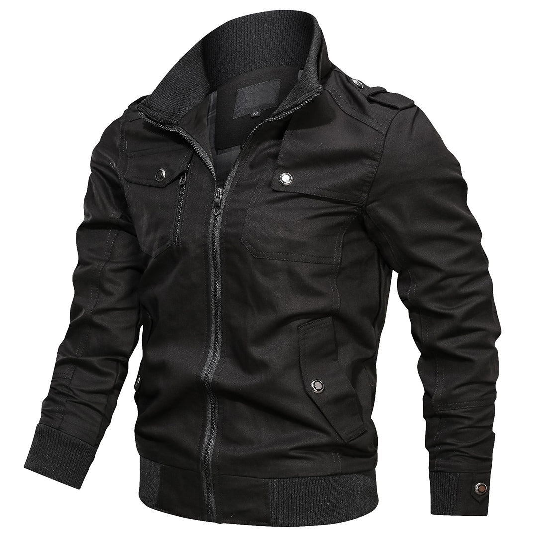 Lightweight men's bomber jacket featuring practical multi-pocket design and sleek finish.