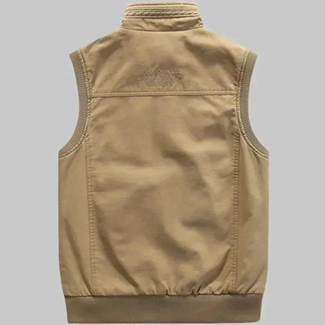 Lightweight men's hiking & travel vest. Sleeveless design for comfortable outdoor adventures, fishing, and casual wear.