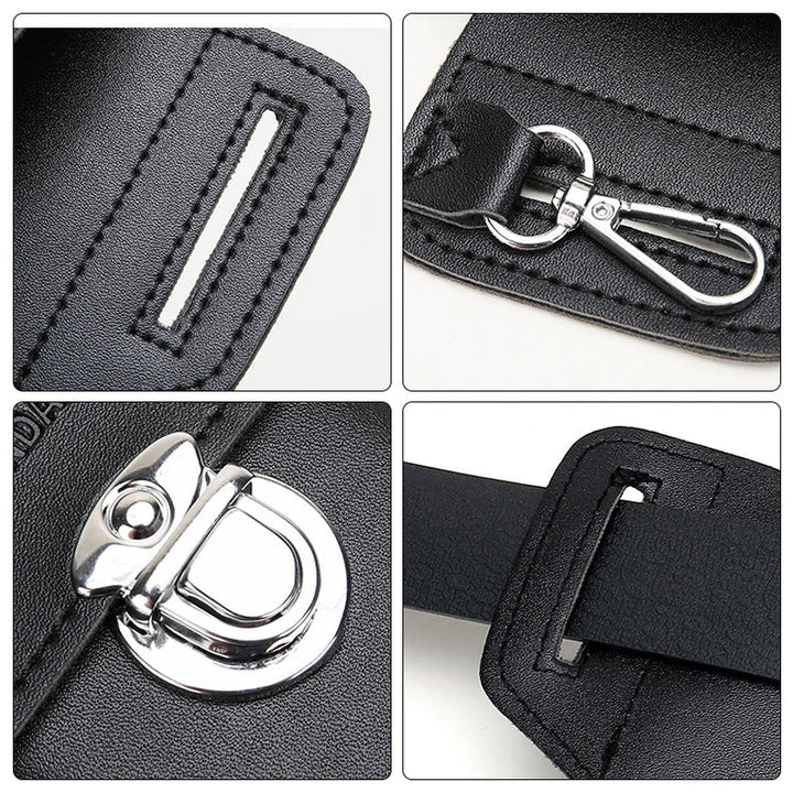 Men's black travel waist bag, fanny pack, made from tough waterproof material