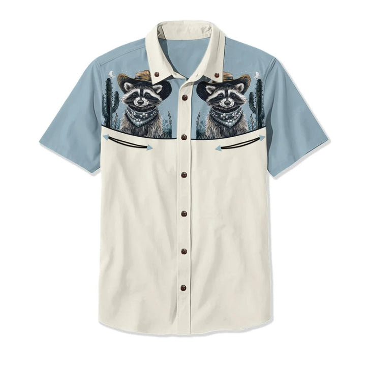 Casual men's button-down western shirt with distinctive embroidery, perfect for unique fashion.