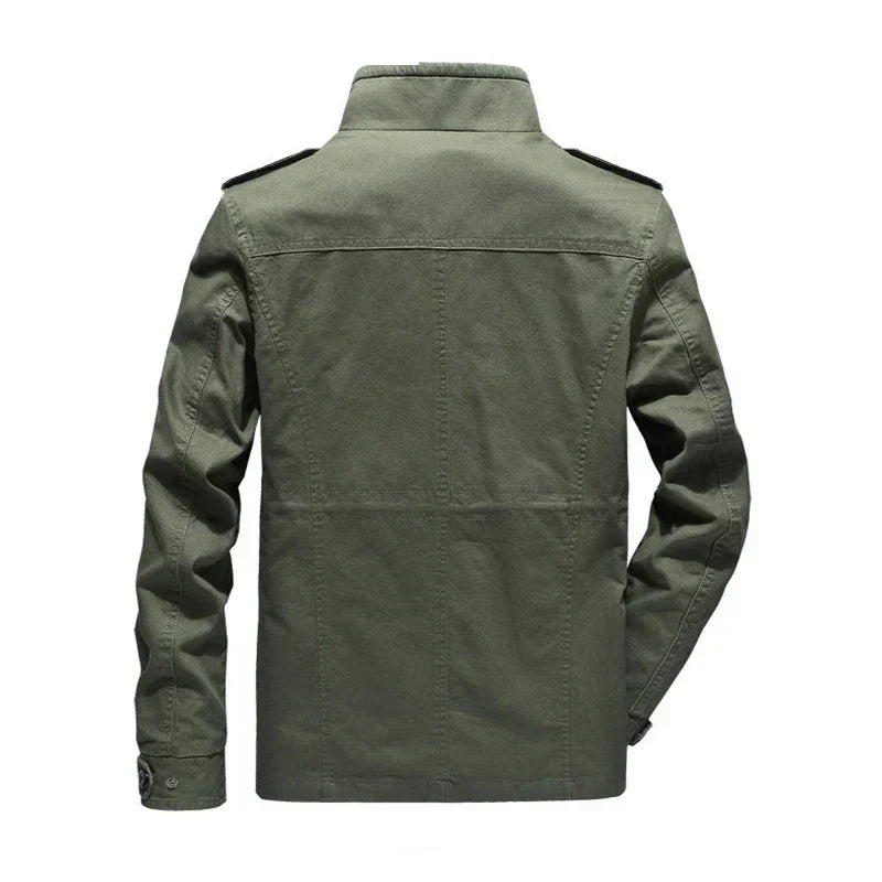 Men's Olivier cargo autumn jacket. Stylish multi-pocket utility outerwear, perfect for casual spring and fall layering.