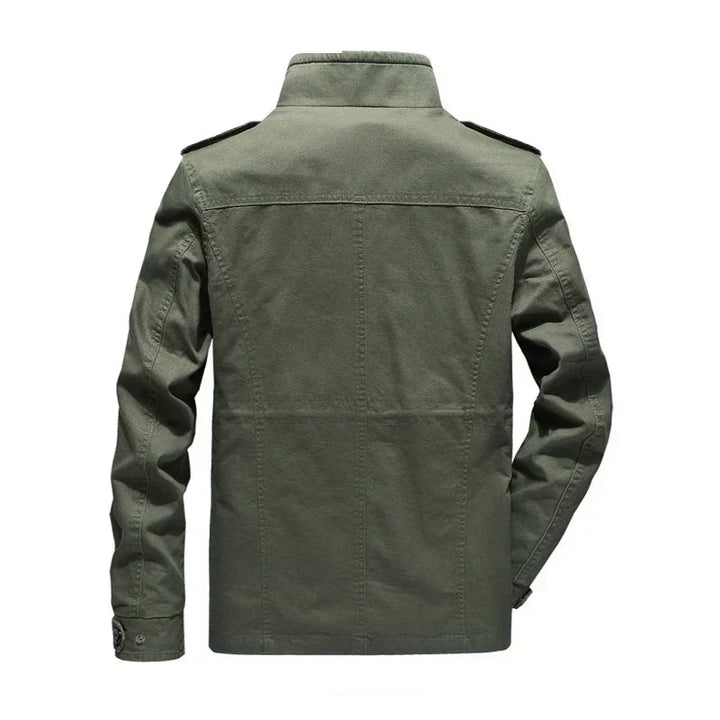 Men's Olivier cargo autumn jacket. Stylish multi-pocket utility outerwear, perfect for casual spring and fall layering.