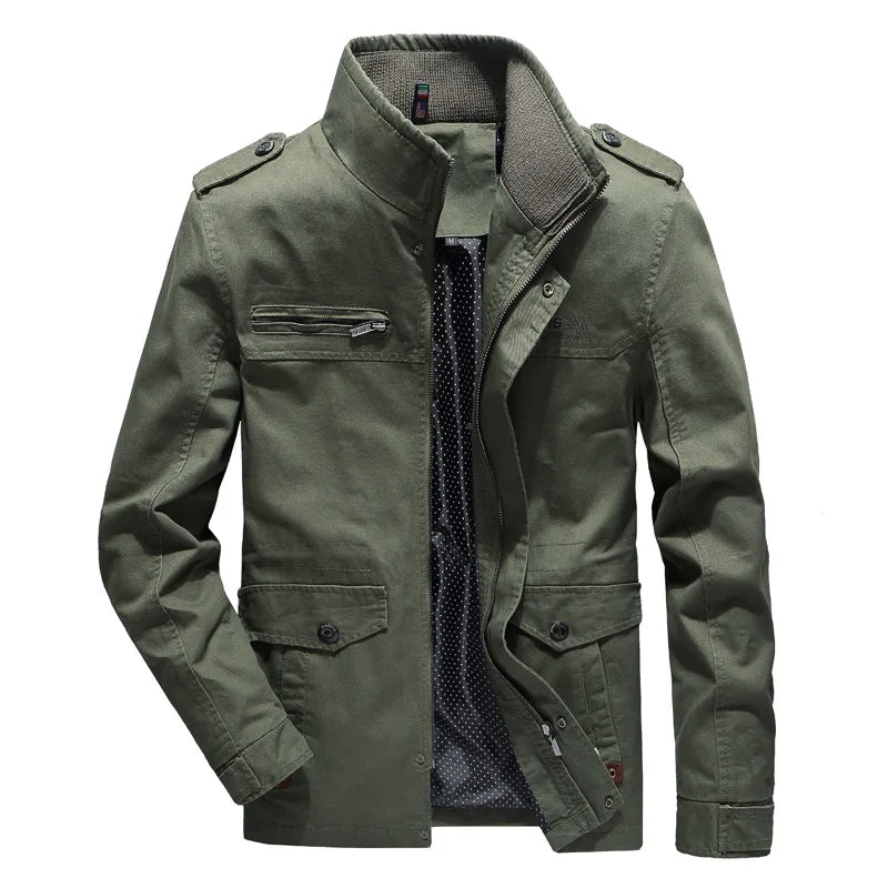 Comfortable men's Olivier cargo jacket. Essential multi-pocket outerwear for stylish spring, autumn, and daily fashion.