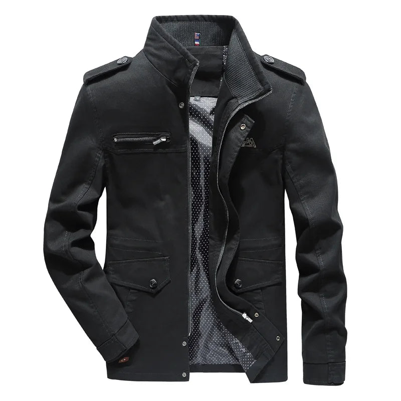 Utility men's Olivier cargo jacket. Trendy multi-pocket outerwear, great for autumn fashion and everyday menswear.