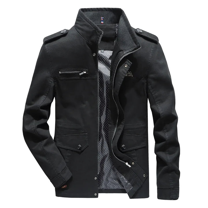 Utility men's Olivier cargo jacket. Trendy multi-pocket outerwear, great for autumn fashion and everyday menswear.