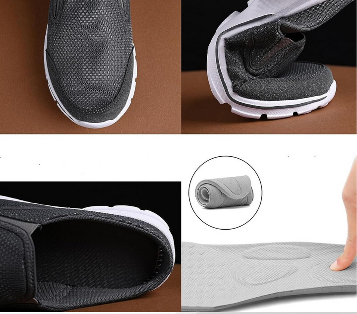 Men's walking shoes: orthopedic, barefoot feel, arch support, non-slip for active, healthy feet.