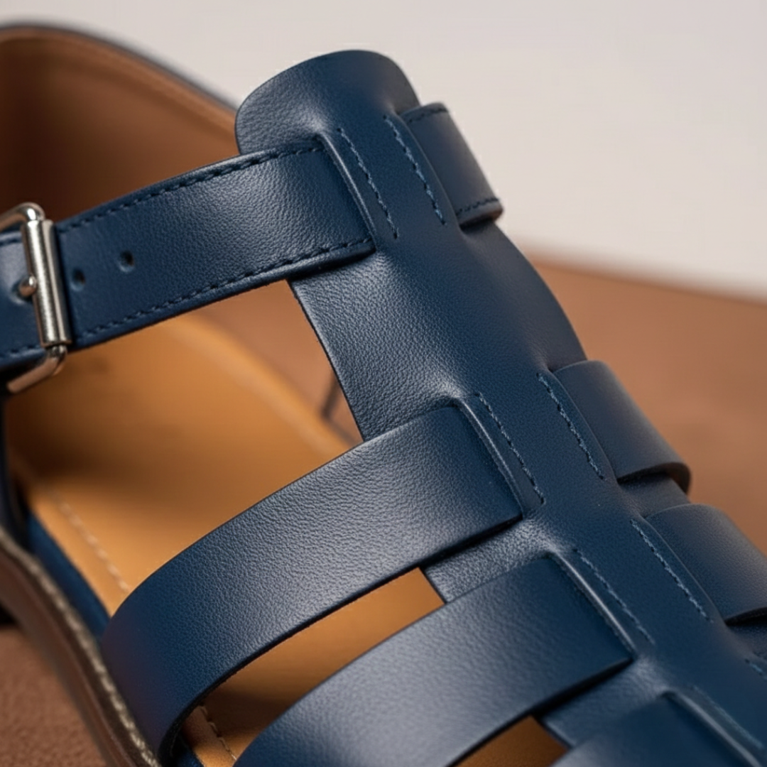 Stylish men's gladiator sandals. Orthopedic design, adjustable straps & closed heel for secure, casual summer wear.