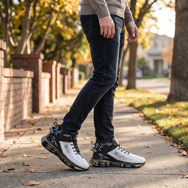 Men's orthopedic high-top lace-up sneakers, Carlos model, offering cushioned all-day comfort & foot support.