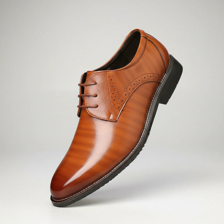 Orthopedic men's dress shoes, lace-up with pointed toe. Elegant and comfortable for business, formal, and office wear.