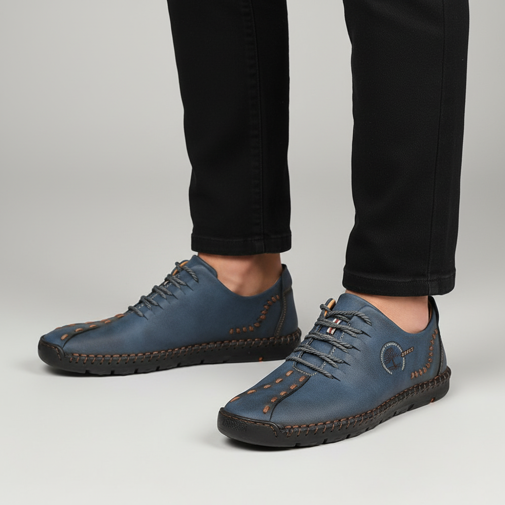 Men's orthopedic leather sneakers by Raymond, offering all-day comfort and arch support for walking.