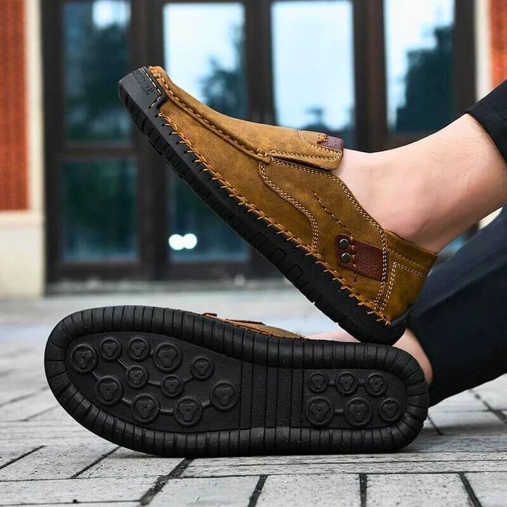 Men's orthopedic slip-on shoes for comfort & arch support, ideal for daily wear and walking.