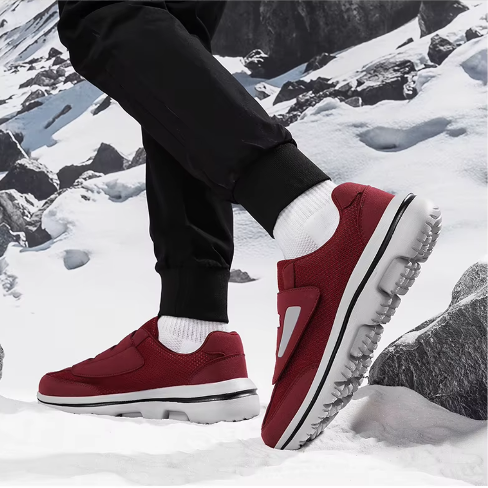 Men's orthopedic walking shoes offering foot support, wide fit, and easy slip-on comfort.