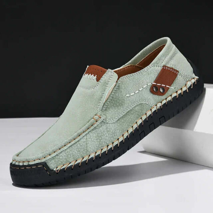 Comfortable men's walking shoes, slip-on orthopedic design with arch support for daily stability and easy wear.