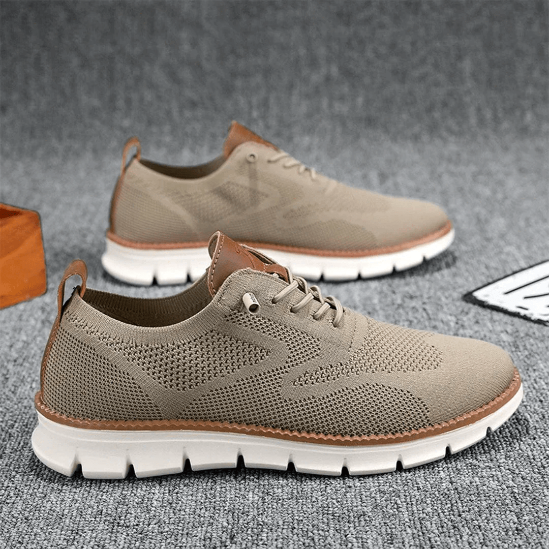 Side view of men's orthopedic slip-on walking shoe, showcasing ergonomic design & comfort for daily use.