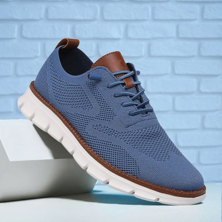 Men's comfort footwear: walking shoes with wide toe box and arch support.