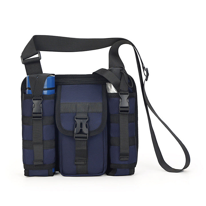 Detail of the adjustable strap on a men's durable crossbody bag, for personalized comfort