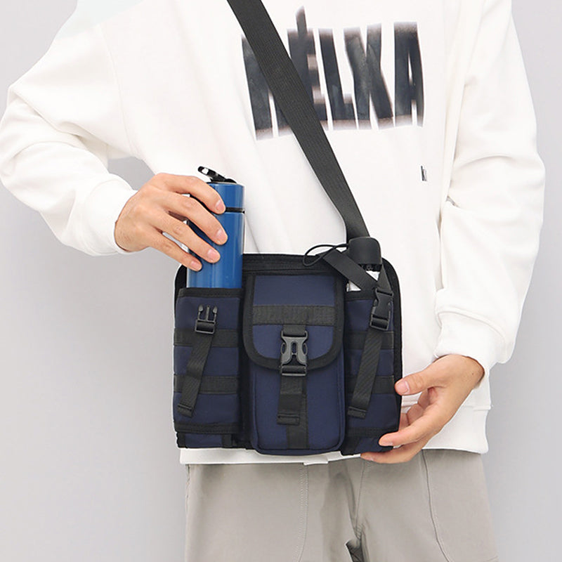 Stylish men's crossbody bag, perfect for travel & organization, black rugged design