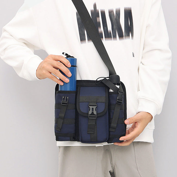 Stylish men's crossbody bag, perfect for travel & organization, black rugged design