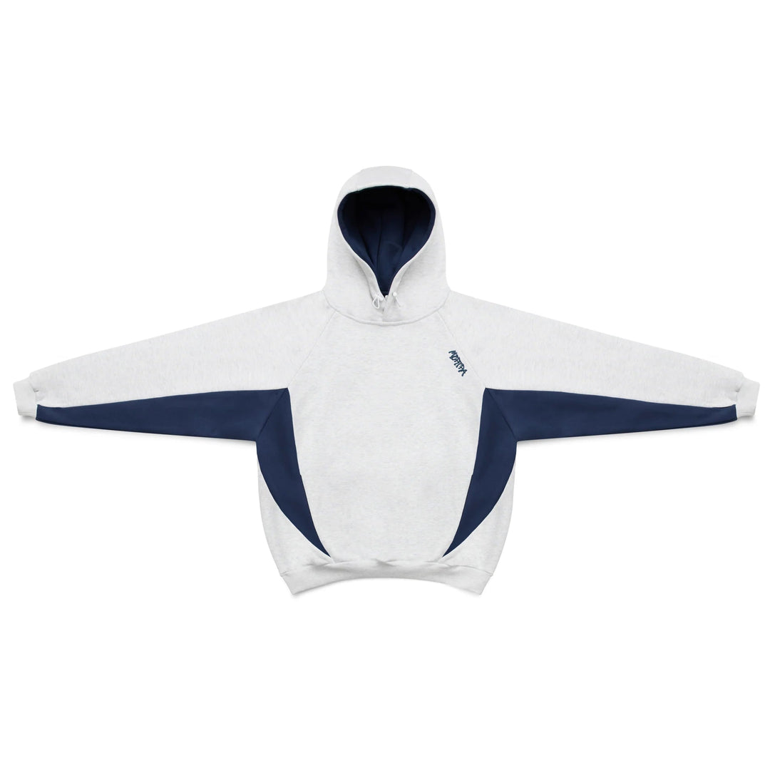 Sporty men's oversized hoodie with contrasting panels. Comfortable, trendy layering piece for casual fashion.
