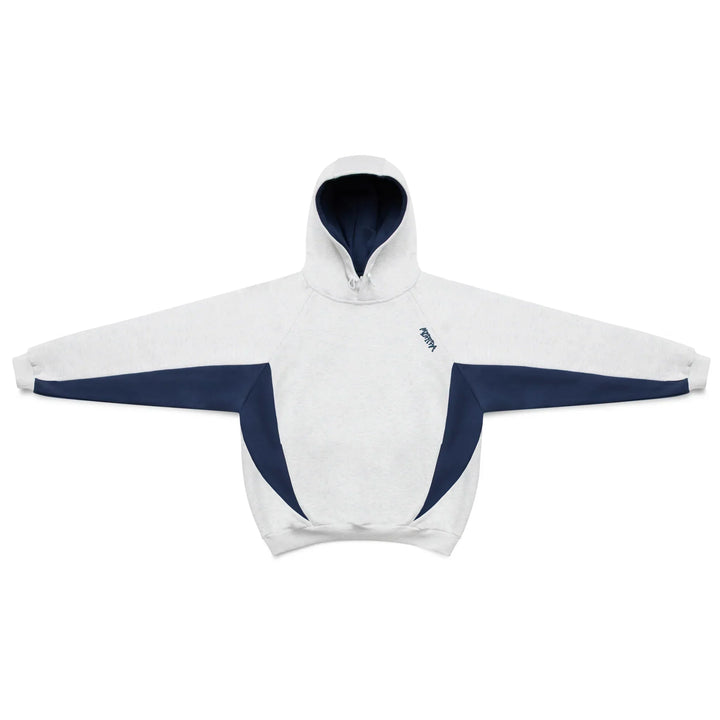 Street style men's oversized hoodie featuring sleek sporty contrast panels. A comfortable, fashionable top.