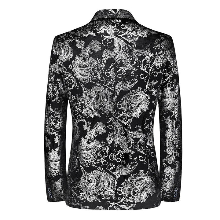 Sophisticated men's slim-fit patterned blazer, versatile for formal business or modern smart casual fashion.
