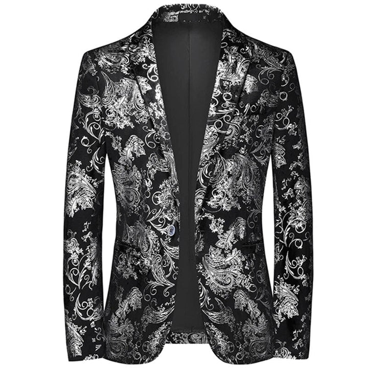Modern men's patterned slim-fit blazer, perfect for business meetings, formal events & smart casual elegance.