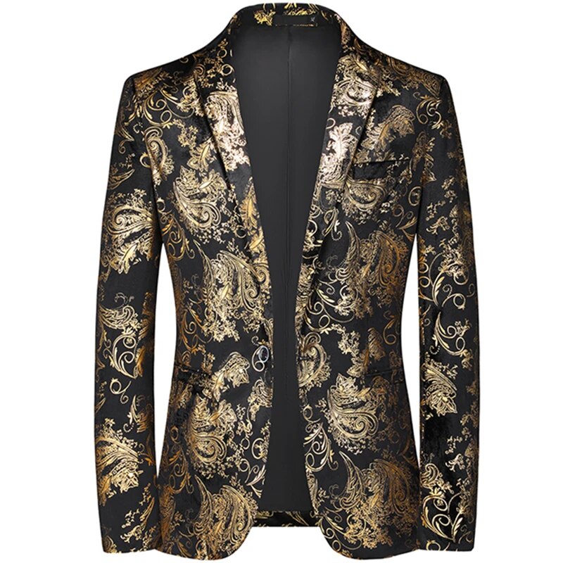 Men's tailored slim-fit patterned blazer, a sophisticated modern jacket for versatile fashion & formal wear.