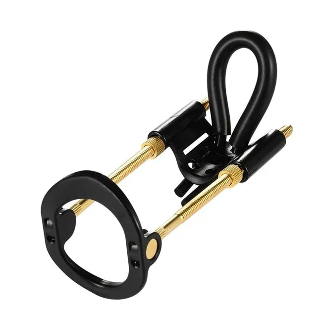 Men's performance enhancer traction device for natural growth and sexual wellness, discreet for home use.