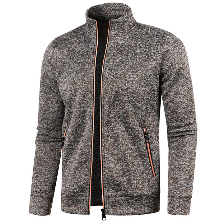 Performance men's sport jacket, full zip design, stand collar, essential for active men.