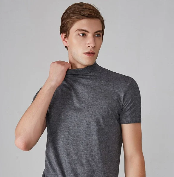 Adrian men's sports shirt. Performance turtleneck activewear for gym & outdoor. Moisture-wicking, breathable.