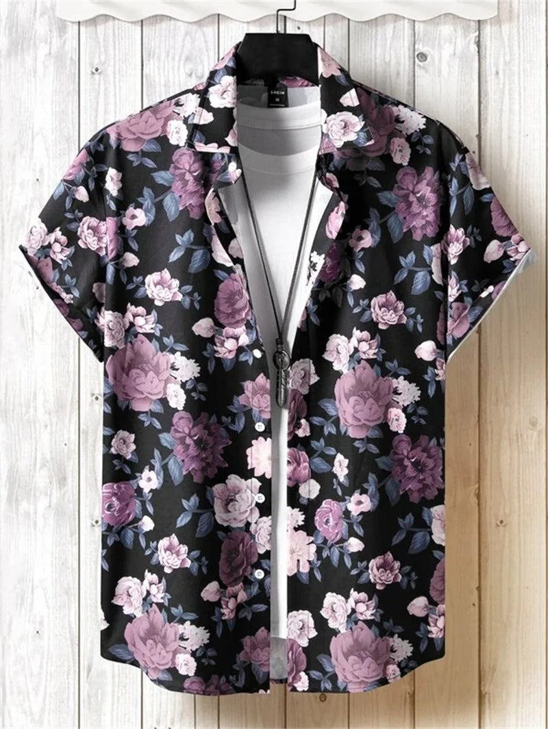 Stylish men's patterned summer shirt, perfect for leisure and fashion.