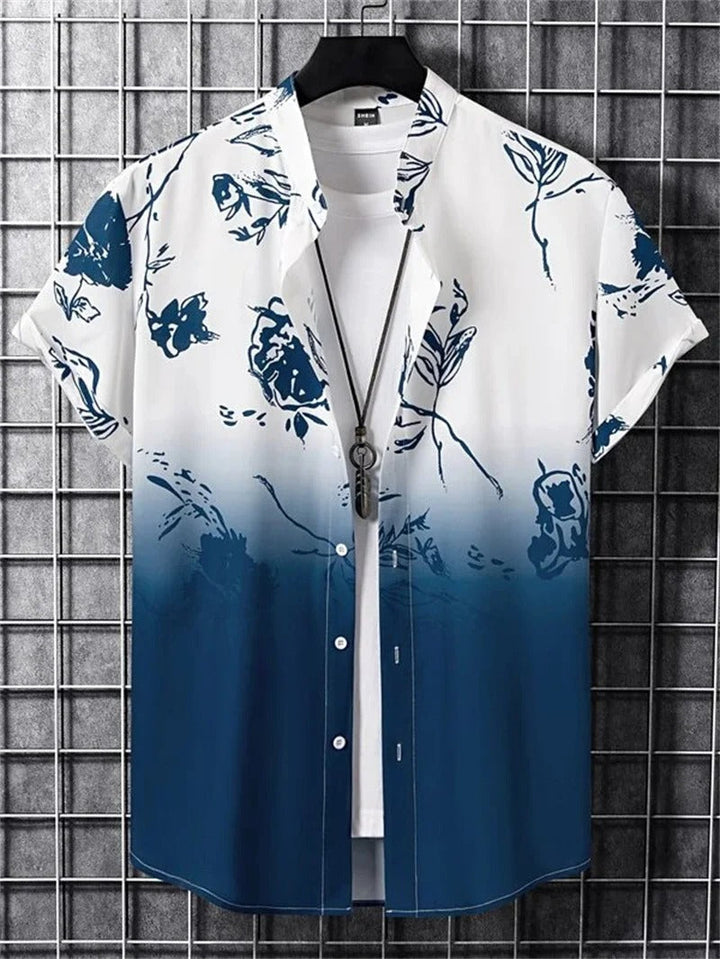 Fashionable men's summer shirt, button-down with a unique pattern.