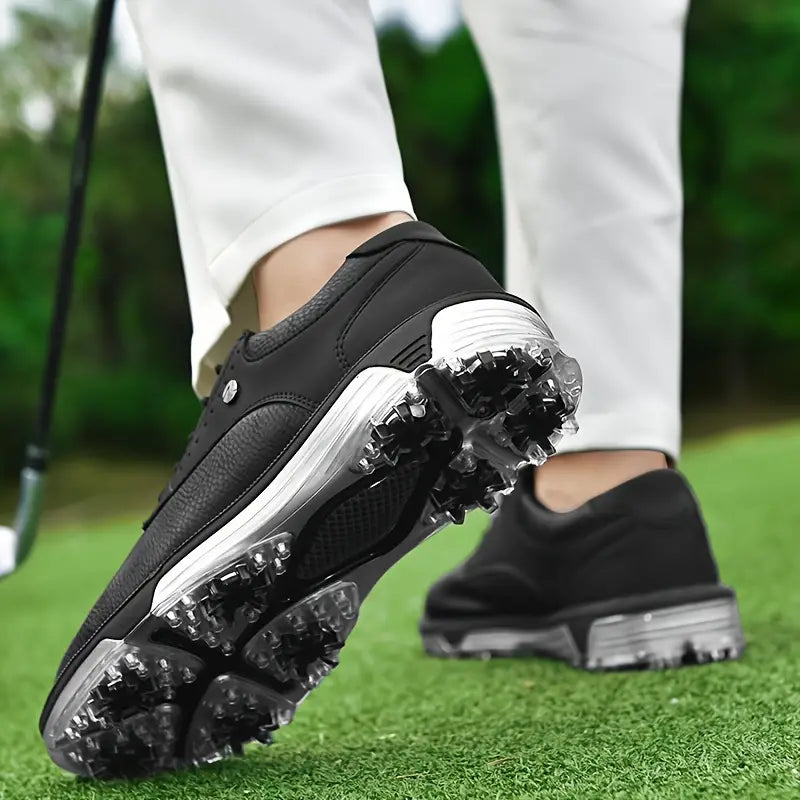 Men's performance golf footwear, engineered for comfort, all-weather durability, and fairway traction.