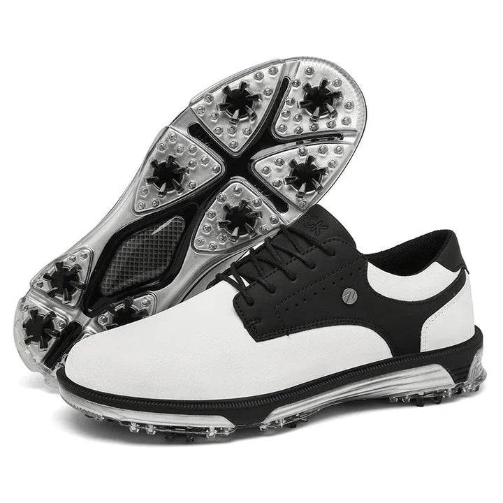 High-traction Men's Golf Shoes, Pro Edition, perfect for stable grip and performance on wet fairways.