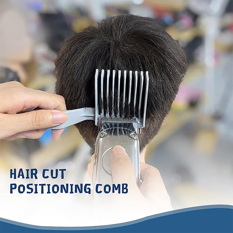 Close-up of men's blending hair comb, ideal for professional barbering and styling techniques