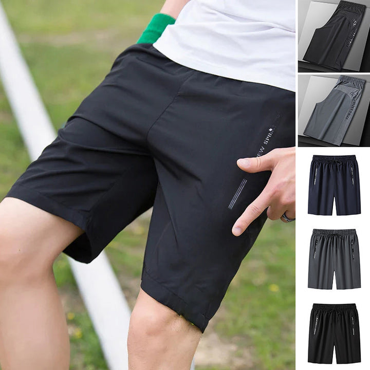 Close-up of mesh fabric on quick dry shorts, highlighting breathability and comfort for men.
