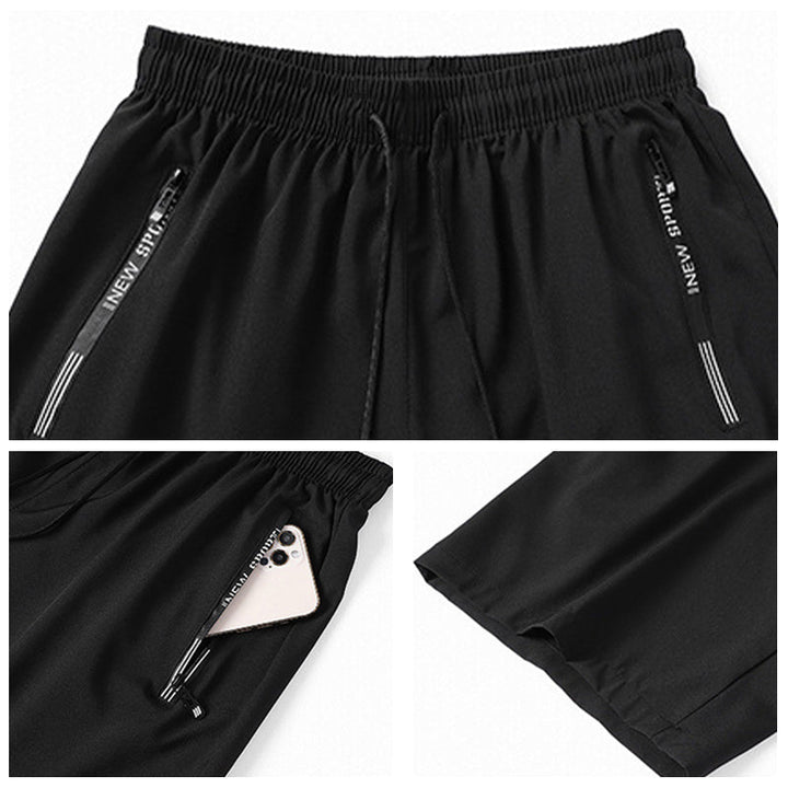 Side profile of men's quick dry shorts, showing a dynamic cut suitable for various sports activities.