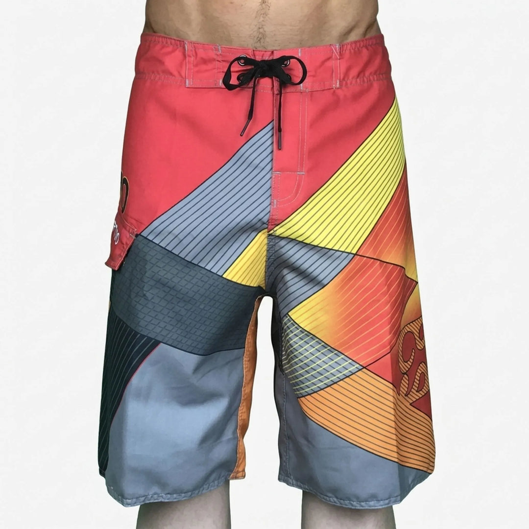 Trendy men's quick-dry printed swim shorts, comfortable summer fashion for beach, pool & leisure.