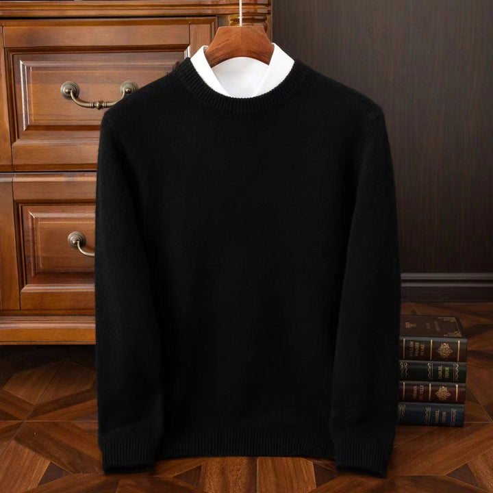 Redmond men's knit sweater, a classic long-sleeve pullover for elegant winter style & soft comfort.