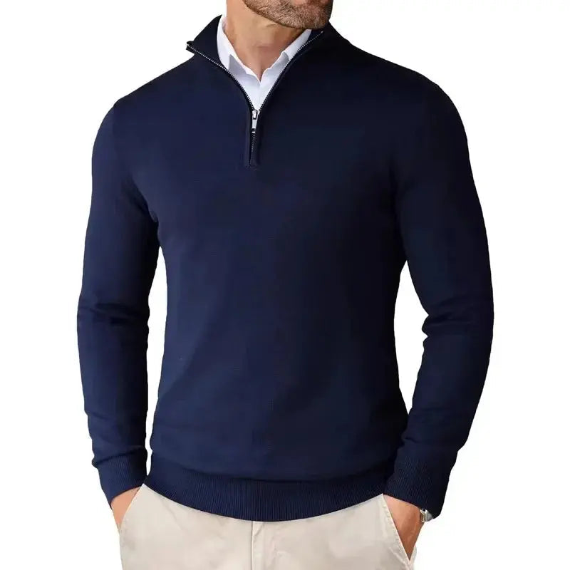Classic men's half-zip pullover, ideal for a refined casual wear and comfortable style.