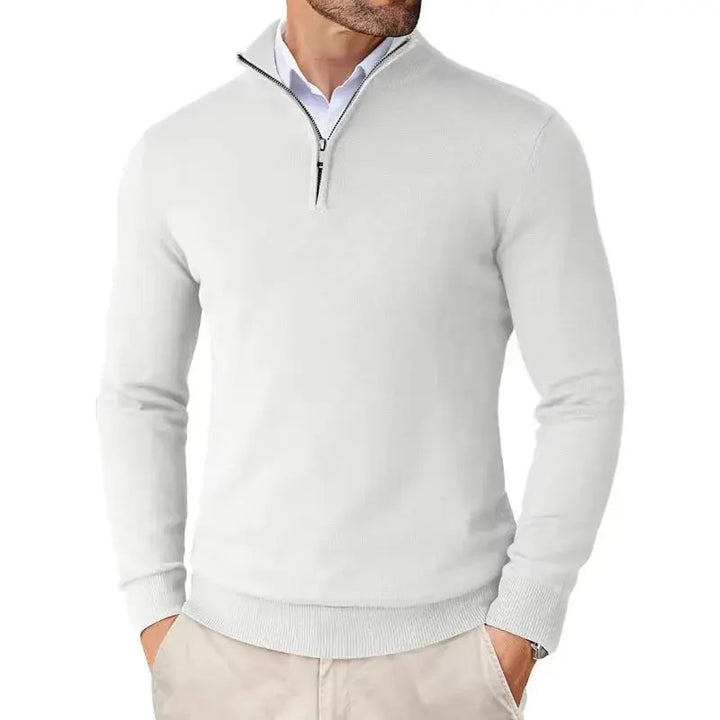 Men's fashion half-zip sweater; a comfortable, versatile pullover for a refined casual style.