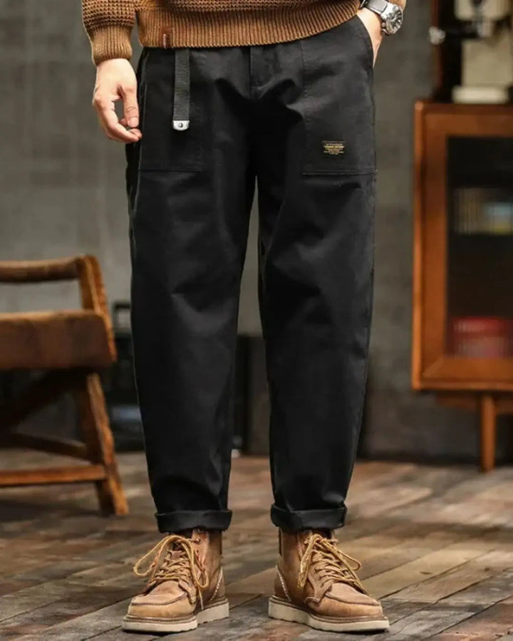 Classic men's cargo pants, relaxed fit design with numerous pockets for an authentic utility look.