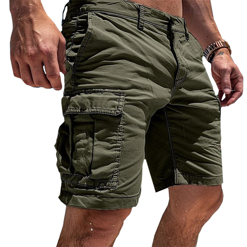 Versatile men's relaxed fit cargo shorts with utility pockets for casual outdoor and summer activities.
