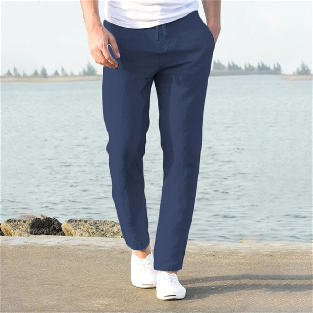 Men's comfort pants: relaxed fit drawstring trousers with pockets, perfect for a casual, laid-back look.