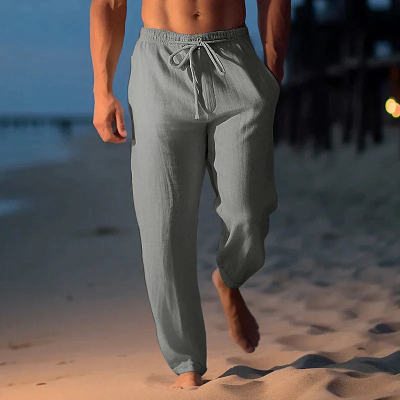 Men's relaxed fit summer pants in light fabric, ideal for warm weather casual style & comfort.