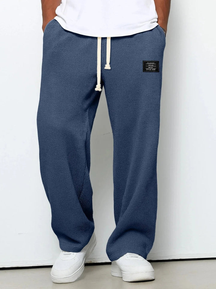 Comfortable men's relaxed fit casual pants. Perfect waffle knit loungewear for leisure & everyday wear.
