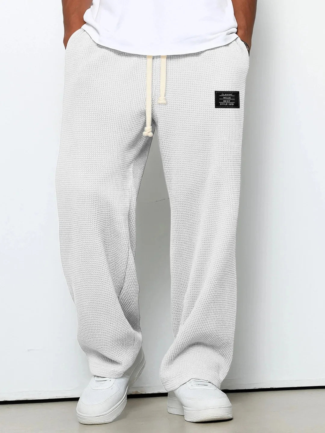 Soft men's waffle knit lounge pants. Drawstring waist & relaxed fit provide comfort for home or casual use.