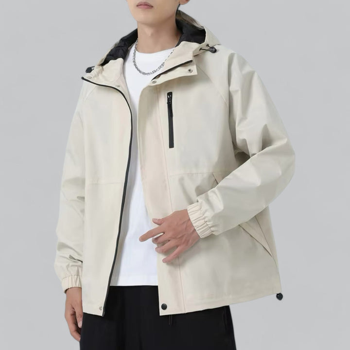 Versatile men's autumn windbreaker jacket with weather protection. Casual outerwear for everyday outdoor style.