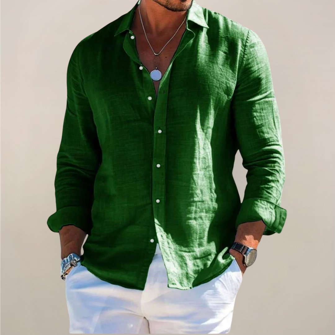 Men's comfortable long sleeve button-up shirt. Relaxed fit for versatile smart casual & daily style.